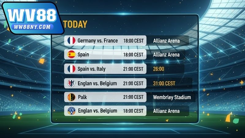 Lịch thi đấu Euro hôm nay chi tiết